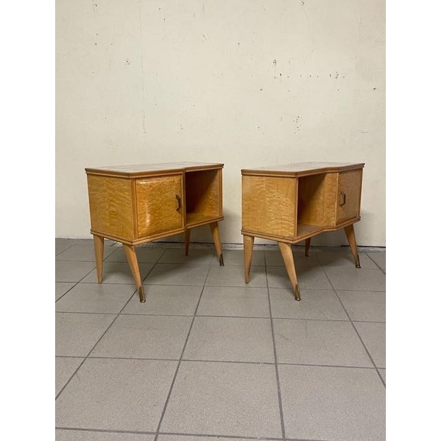 Italian Bedside Tables in Birch Burl and Glass, 1950s, Set of 2 For Sale - Image 17 of 18