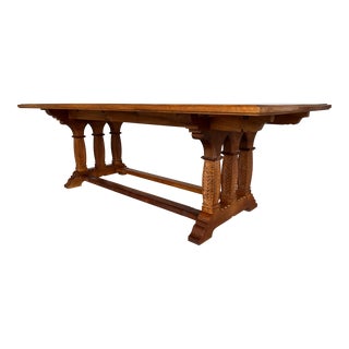 One of a Kind Swiss French Alp Walnut Dining Table, Matching Set 10 Chairs Available For Sale