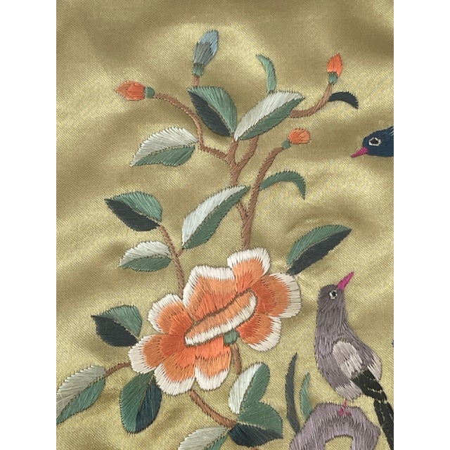 Pair of Mid 20th Century Framed Chinese Silk Embroidered Panels For Sale - Image 4 of 8