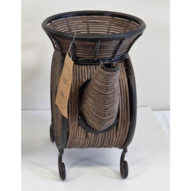 Vintage World Market Handmade Wicker & Metal Teapot Basket NWT 2000-2015 Era For Sale - Image 4 of 6