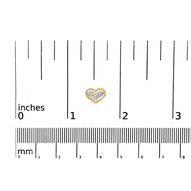 Early 21st Century 10K Yellow Gold 1/10 Cttw Diamond Heart and Beaded Halo Stud Earrings (I-J Color, I1-I2 Clarity) For Sale - Image 5 of 5