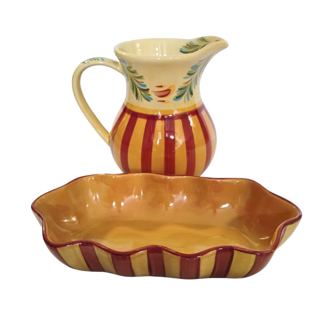 Southern Living at Home Gail Pittman "Siena" Ceramic Pitcher & Dish Set - 2 Pieces For Sale - Image 4 of 16