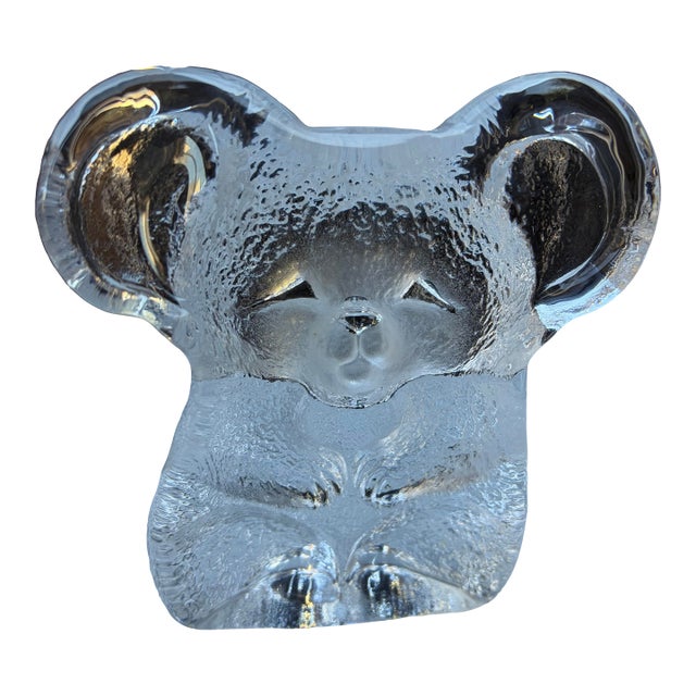 Vintage Royal Krona Mats Jonasson 5” Swedish Crystal Koala Bear Paperweight Figurine For Sale