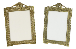 Antique French Polished Brass Photo Frames, 1890s, Set of 2