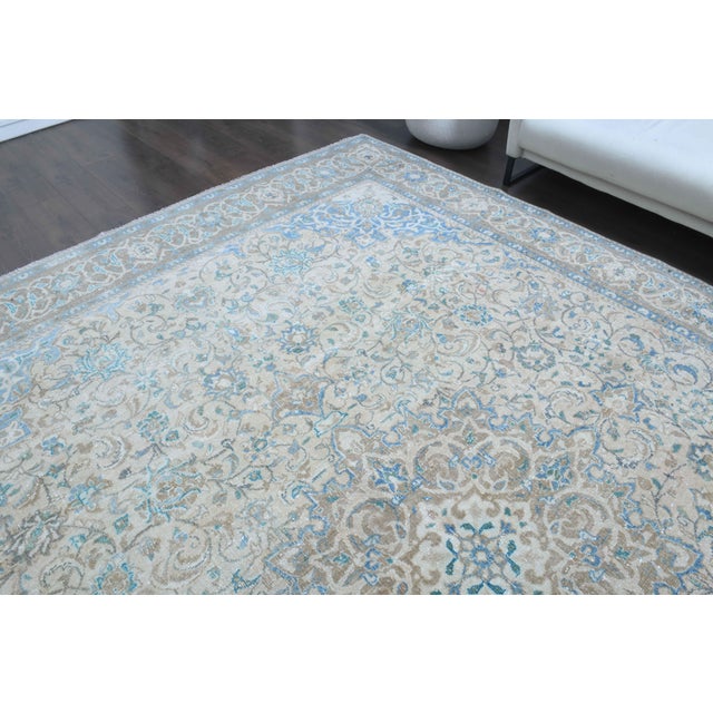 1970s Vintage Persian Handmade Wool Cotton Beige Area Rug For Sale - Image 4 of 11