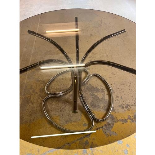 Round Dining Table in Smoked Glass and Chrome by Gastone Rinaldi For Sale - Image 3 of 11