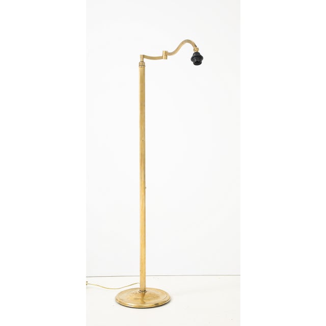 1950s Mid-Century Modern Solid Brass Swing Arm French Floor Lamp For Sale In New York - Image 6 of 12