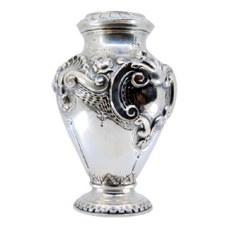 Silver Vase with Reliefs of Shells and Flowers For Sale