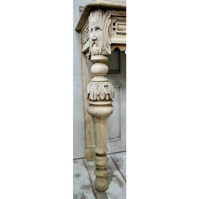 Late 19th Century Antique Bleached Oak Green Man Hall Table, 1880s For Sale - Image 5 of 13