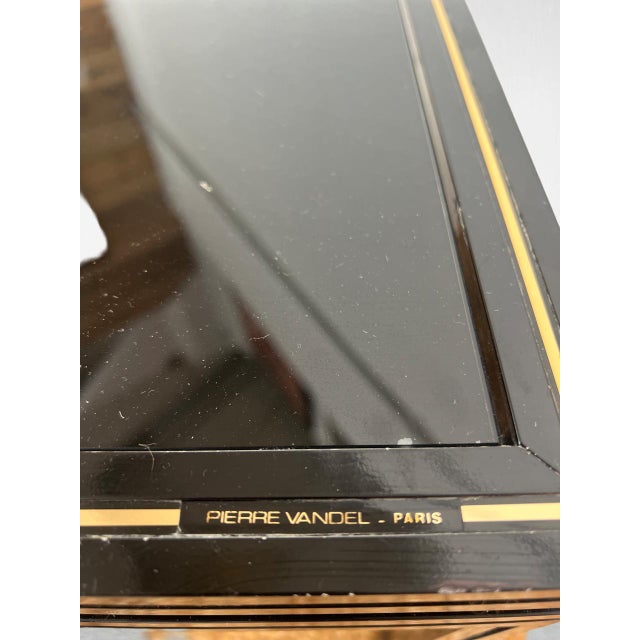 Black Vintage Black Glass Nesting Table by Pierre Vandel, 1970s, Set of 2 For Sale - Image 8 of 9