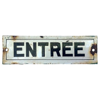 Antique French Entrée Enamel Sign For Sale