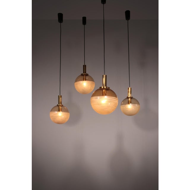 Vintage Hanging Lamps in Amber Glass from Glashütte Limburg, 1960s, Set of 4 For Sale - Image 13 of 13