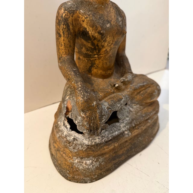 Asian Antique Vintage Thai Bronze Buddha Statue For Sale - Image 3 of 12