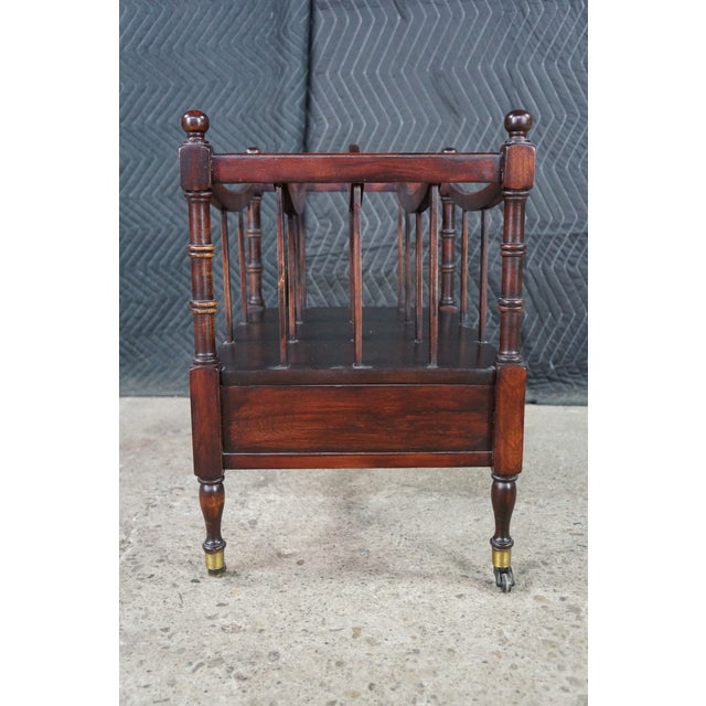 Mid 20th Century English Georgian Style Mahogany Canterbury Magazine Rack Stand 19" For Sale - Image 4 of 18