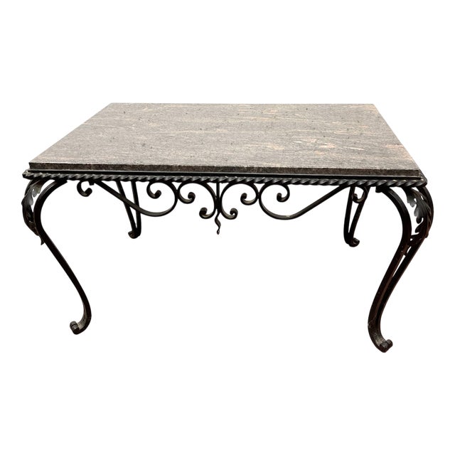 Wrought Iron and Marble Coffee Table, 20th Century For Sale