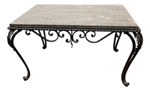 Wrought Iron and Marble Coffee Table, 20th Century