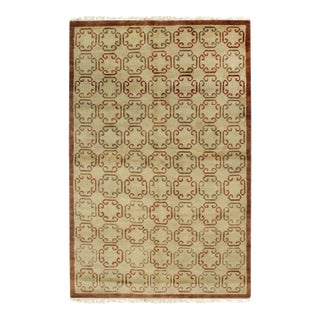 8x10 Louie Vibrant Brown Transitional Geometric Hand Knotted Wool Carpet Rug For Sale