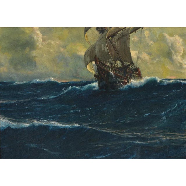 Michael Zeno Diemer (1867 - 1939) 23"x32" Oil on Canvas Rough Seas framed to 29"x37" condition: very good, canvas lined...