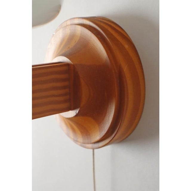 Wood Scandinavian Wooden Wall Lamp with Onion-Shaped Lampshade, Sweden, 1970s For Sale - Image 7 of 14