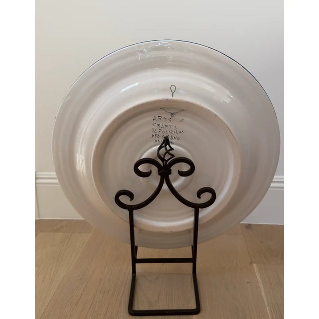 Mid 20th Century Large 24" Rare Signed Maiolica Platter Il Poliziano Arts & Crafts Enrico Pratesi For Sale In Los Angeles - Image 6 of 7