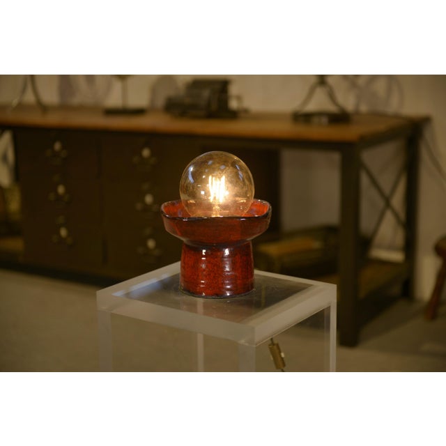 Red Ceramic Table Lamp by Guillerme and Chambron, 1980s, in Very Good conditions. Designed 1980 to 1989 I have official...