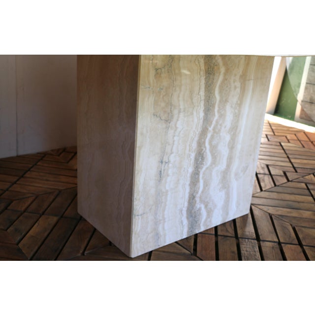 1980s Mid-Century Italian Postmodern Beige Travertine Dining Table by Stone International For Sale - Image 14 of 18