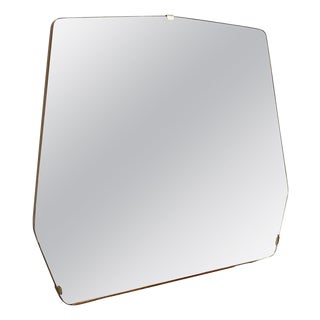 Mid-Century Modern Italian Geometric Wall Mirror in Brass and Wood, 1950s For Sale