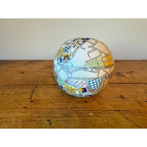 Modern Antoni Gaudí Style Mosaic Globe Vase Crate & Barrel For Sale - Image 3 of 7
