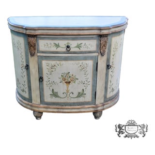 Vintage Venetian Demilune Cabinet Painted Accent Chest Commode For Sale