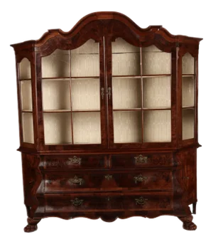 19th Century Baroque Dutch Walnut Display Cabinet, 1850s