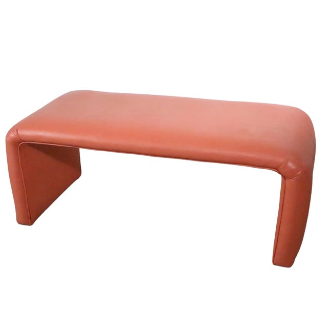 Salmon Mid Century Post Modern Waterfall Bench From Catskills Resort Kutsher's 3 Available For Sale - Image 8 of 12