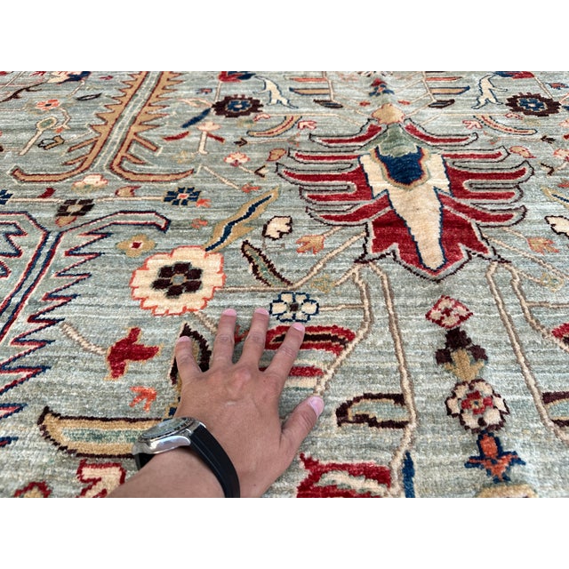 Hand-Knotted Afghan Serapi Heriz Style Wool Area Rug - 7'11" X 10'0" For Sale - Image 11 of 14