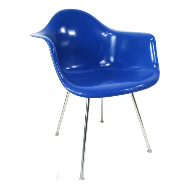 Eames Blue Arm Shell Chair by Herman Miller For Sale