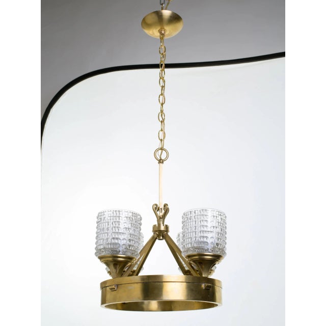 Pressed Glass and Brass German Chandelier Chairish