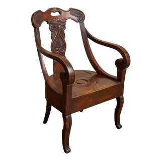 Antique Carved Wooden Dressing Table Chair, 1900s For Sale