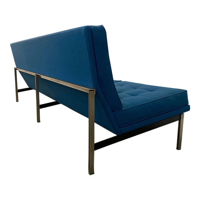 Florence Knoll Parallel Sofa Blue and Chrome For Sale