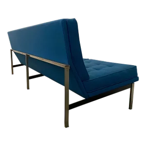 Florence Knoll Parallel Sofa Blue and Chrome