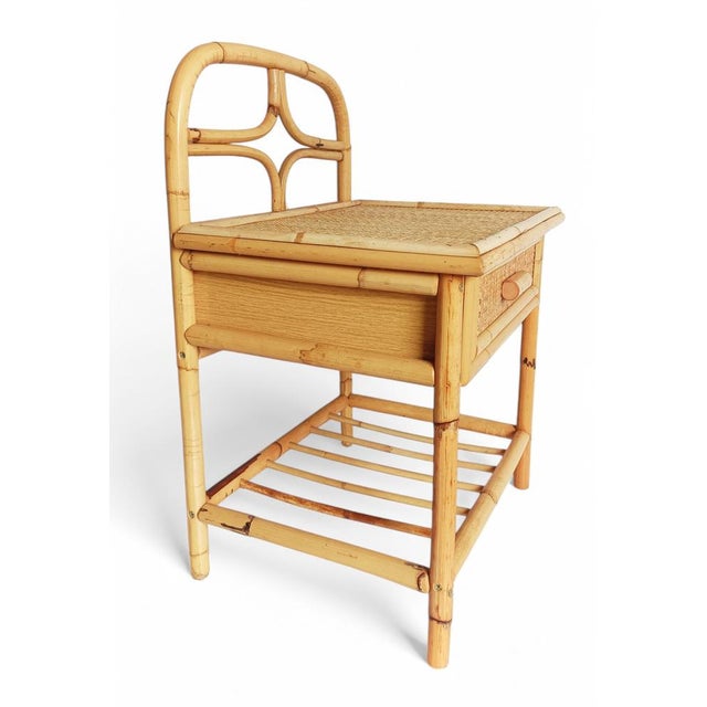 Mid-Century Modern Mid-Century Bamboo and Woven Rattan Side Table, 1960s For Sale - Image 3 of 14