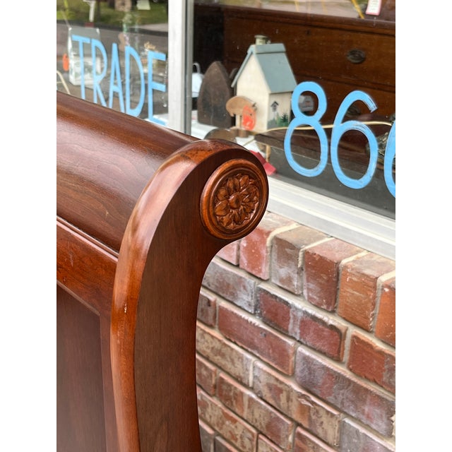 Brown Vintage Pennsylvania House Solid Cherry Queen Sleigh Bed For Sale - Image 8 of 14