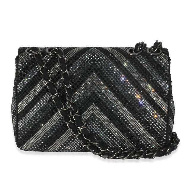 Chanel Black Strass CC Chevron Mini Flap Bag For Sale - Image 4 of 9