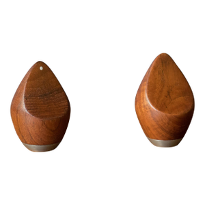Vintage Sculptural Solid Teak Salt and Pepper Shaker Set by p.j. Østergaard