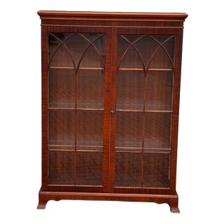 Display Cabinet with Astragal Glazed Doors and Glass Shelves For Sale