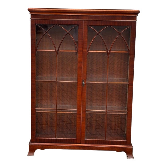 Display Cabinet with Astragal Glazed Doors and Glass Shelves For Sale