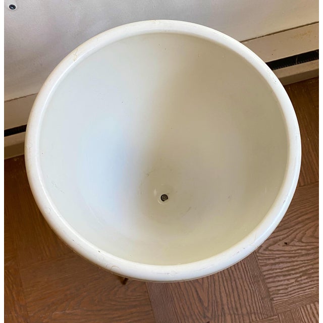 Plastic 1970s Mid Century Bullet Planter Swirl Splatter and Stand For Sale - Image 7 of 8