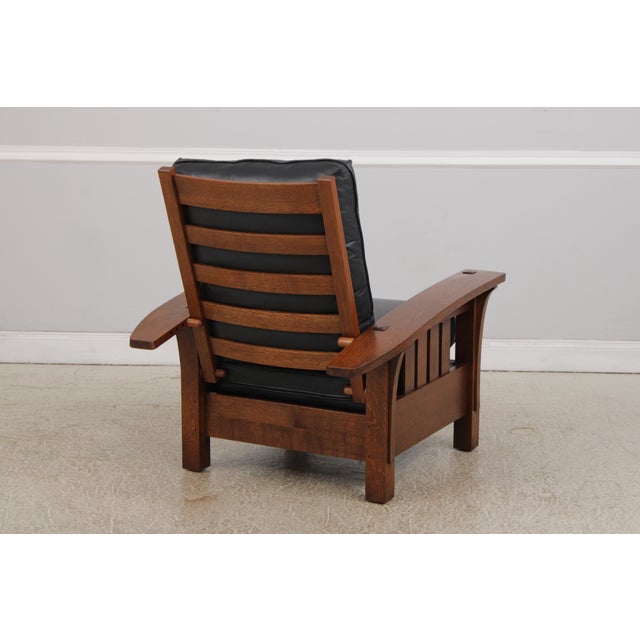 Wood Stickley Mission Oak Morris Chair & Matching Ottoman For Sale - Image 7 of 18