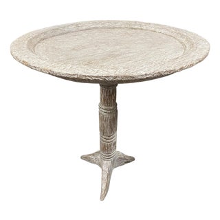 Andrianna Shamaris Tall White Washed Tray Side Table For Sale