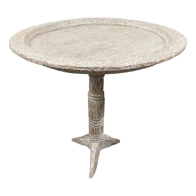 Andrianna Shamaris Tall White Washed Tray Side Table For Sale