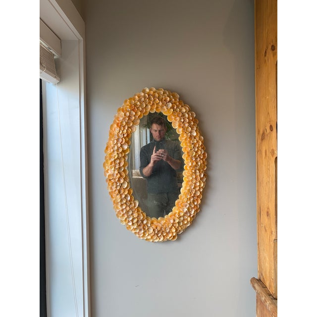 Antique Oval Wall Mirror With a Handmade Shell Frame For Sale - Image 4 of 9