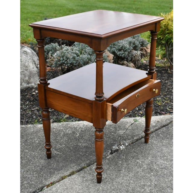 Vintage Statton CherryWood Americana Style Side Table W/Drawer For Sale - Image 9 of 13