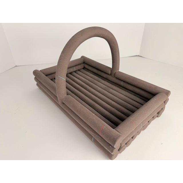 Vintage Karl Springer Matte Bisque Porcelain Basket Centerpiece For Sale - Image 11 of 15